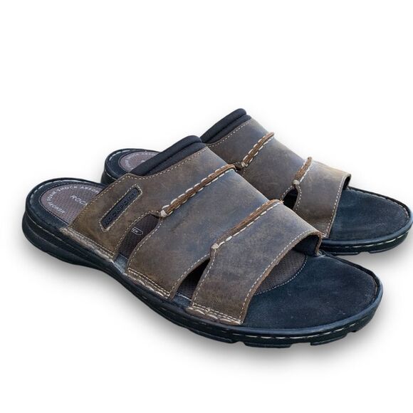 Rockport Darwyn Outdoor Sandals Slides Brown Leather Classic Men’s size 12 - Picture 14 of 14